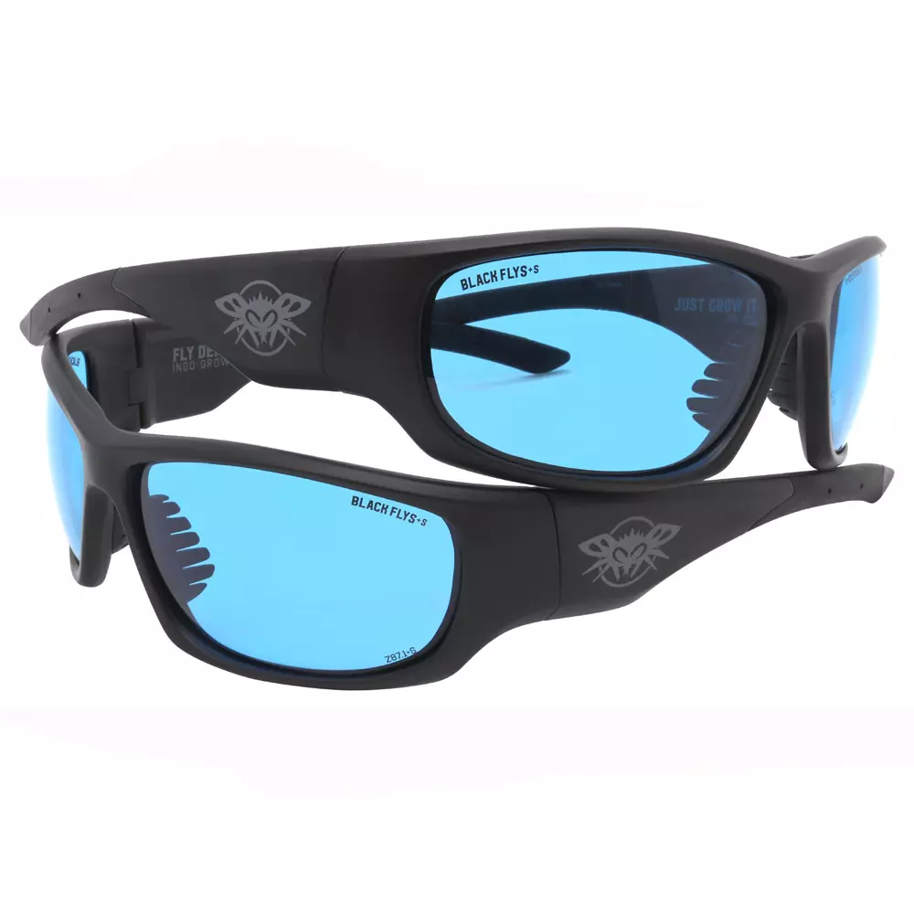 Safety Glasses Fly Defense Indo Grow HPS blue lens Black Flys