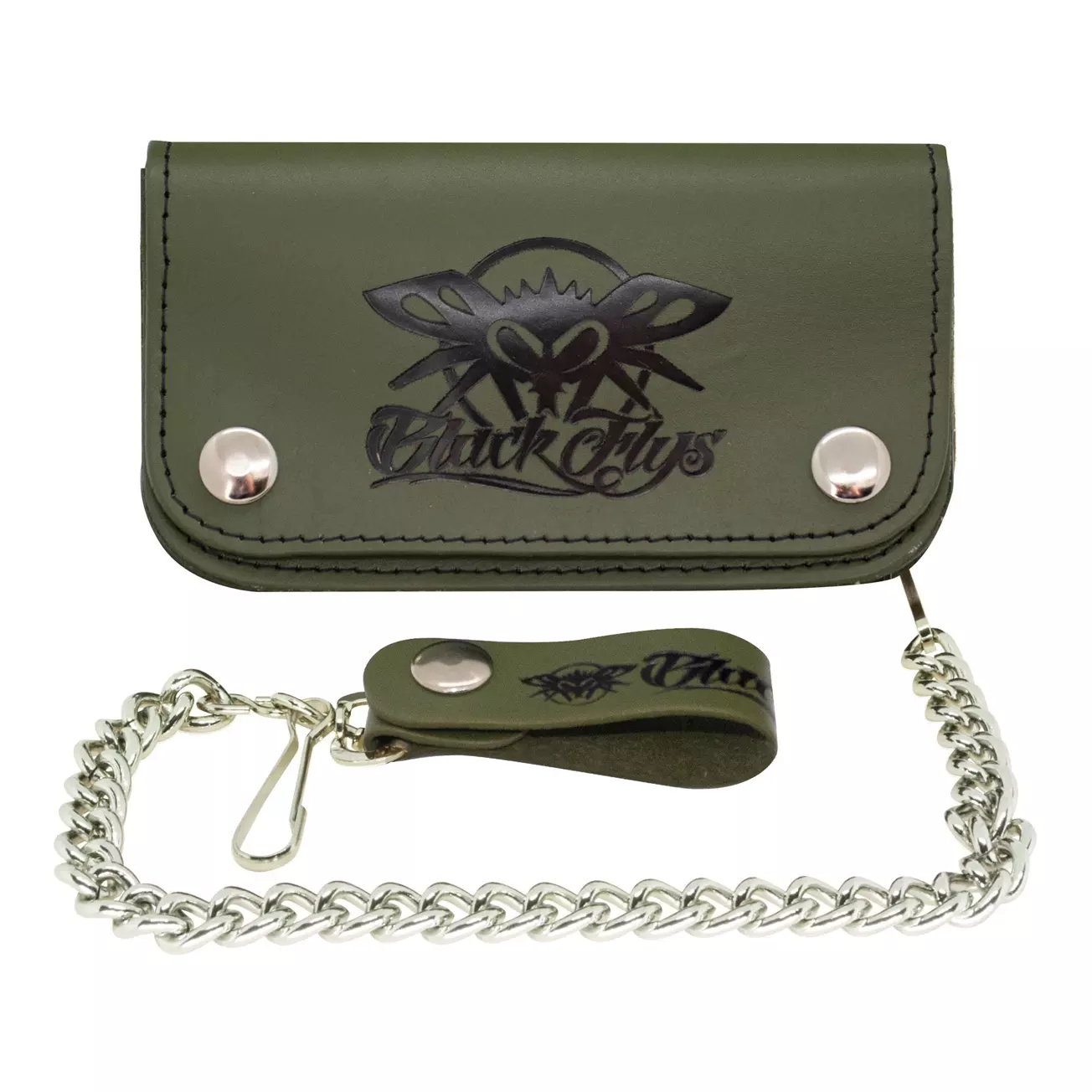 Biker Wallet Leather Chain in Black